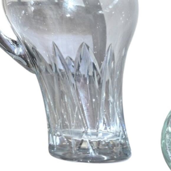 Block Crystal Clear Etched Pitcher Thick Glass, Heavy Bottom Juice Liquor Water - Picture 4 of 7
